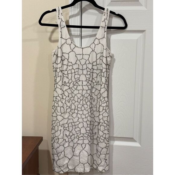 NWT A/X Armani Exchange Women's Scoop Neck Beaded Sleeveless Dress White Size O - Picture 1 of 8